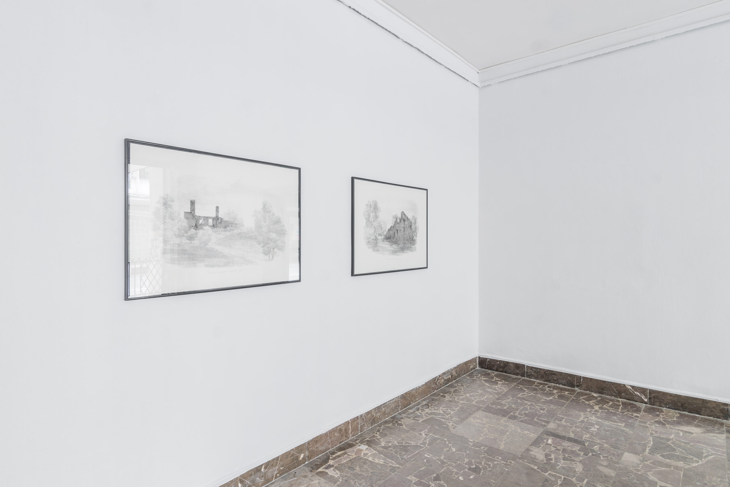 Lada Nakonechna. Historical Paintings of Modern Ruins. 2019. Drawings (transfer print, graphite on paper)