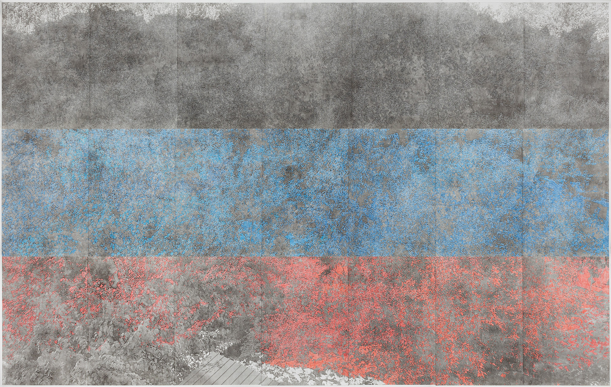 Lada Nakonechna. Marking series. 2019. Transfer print, crayon and graphite on paper