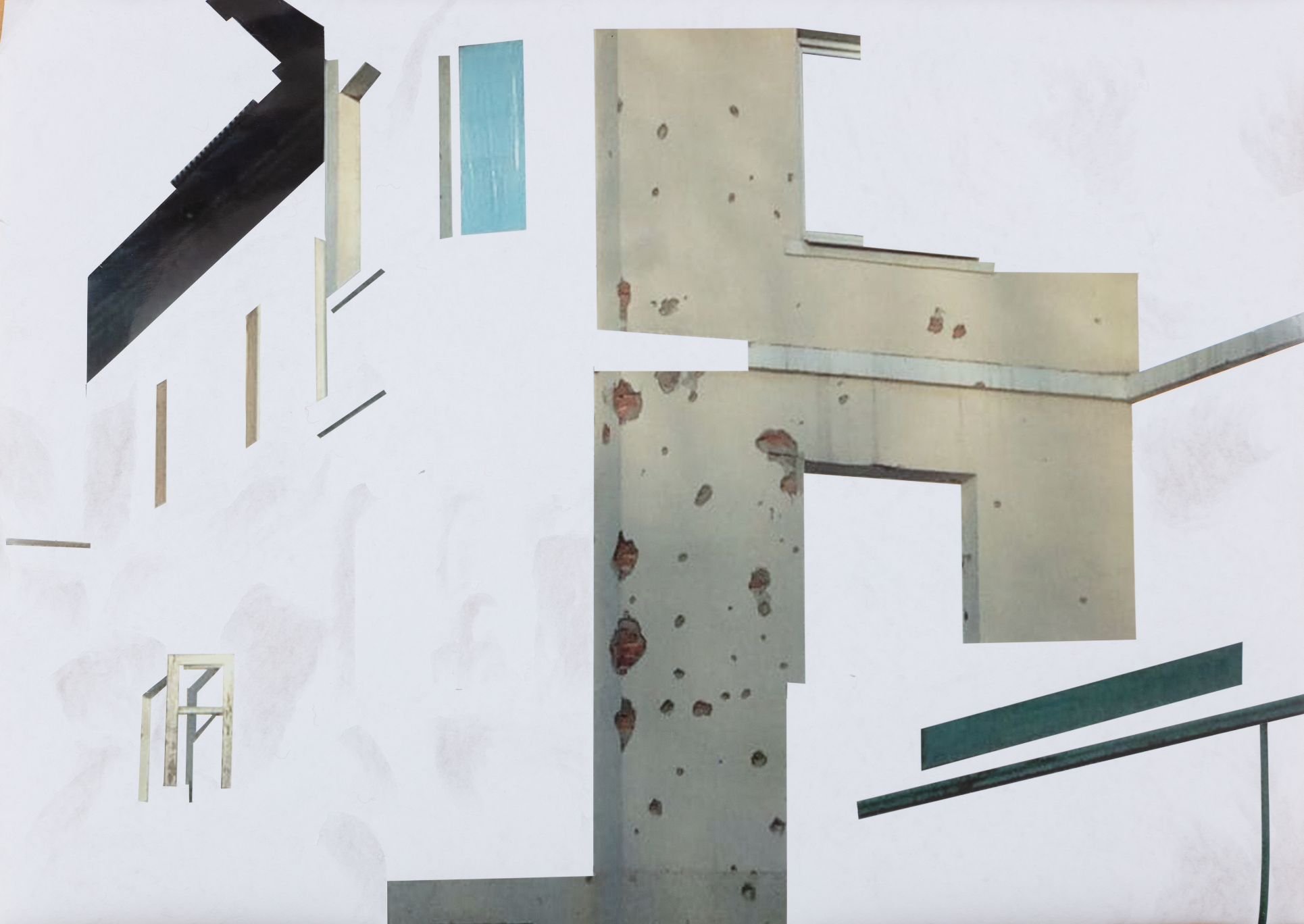 Lada Nakonechna. From the Merge Visible series. 2015–2017. Found footage, photographs with cut-out and drawing. 50x70 cm