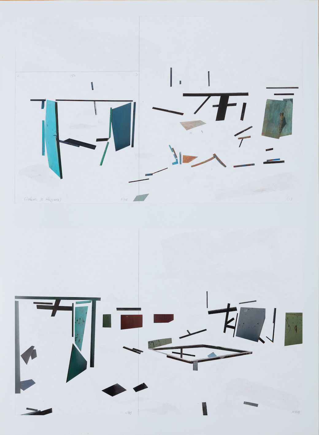 Lada Nakonechna. From the Merge Visible series. 2015–2017. Found footage, photographs with cut-out and drawing. 62 x 86 cm