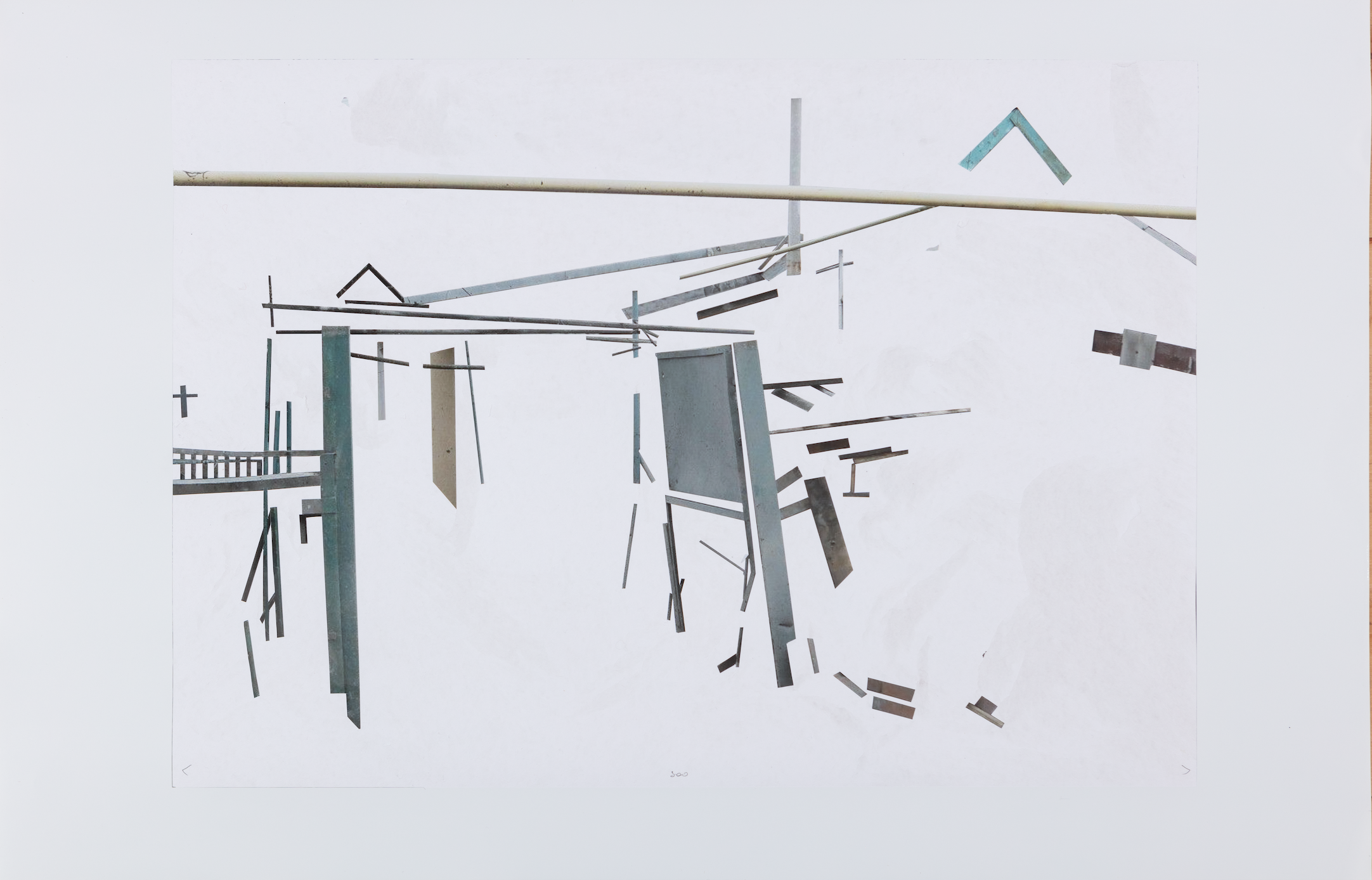 Lada Nakonechna. From the Merge Visible series. 2015–2017. Found footage, photographs with cut-out and drawing. 62 x 94 cm