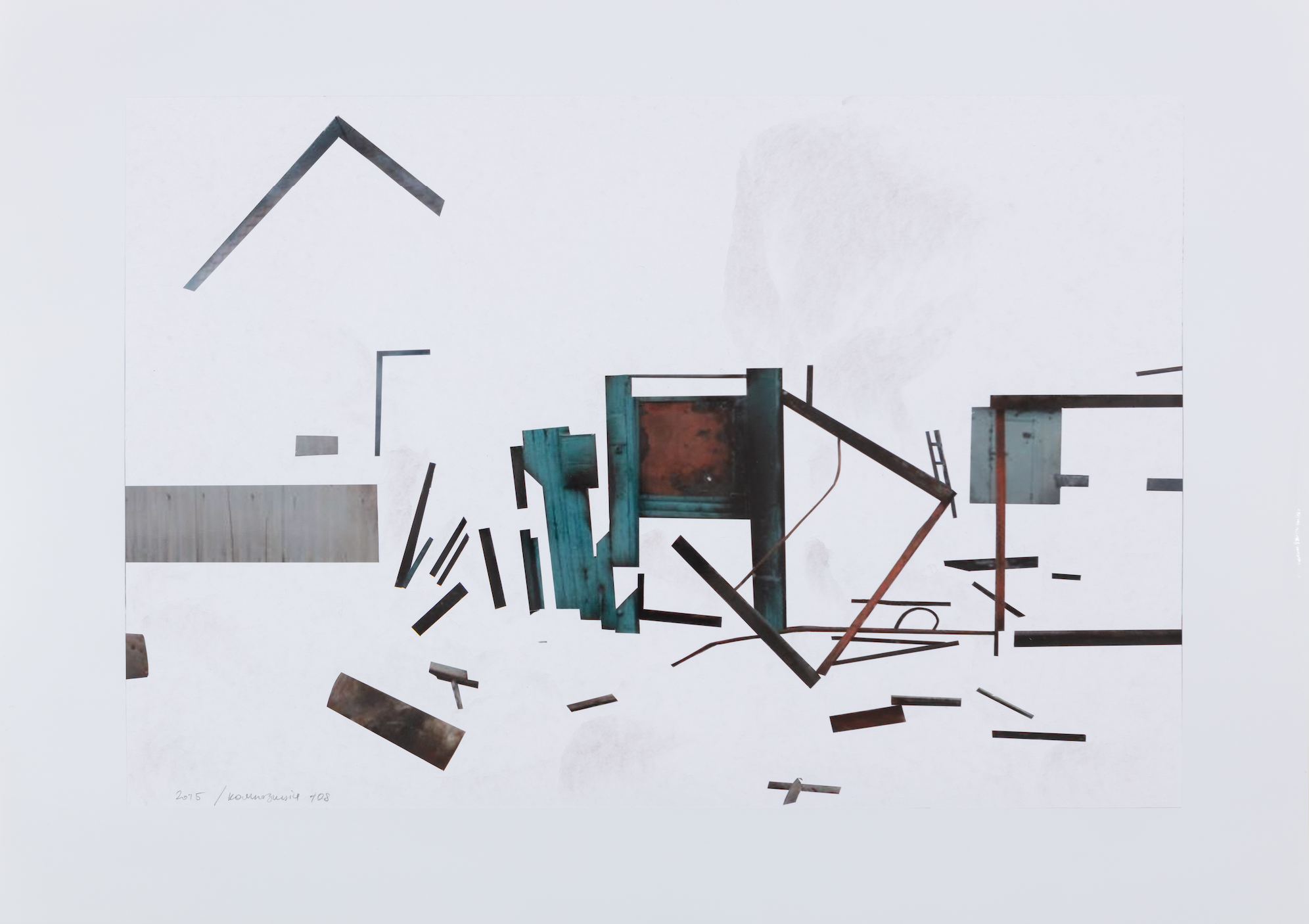 Lada Nakonechna. From the Merge Visible series. 2015–2017. Found footage, photographs with cut-out and drawing. 68 x 49 cm