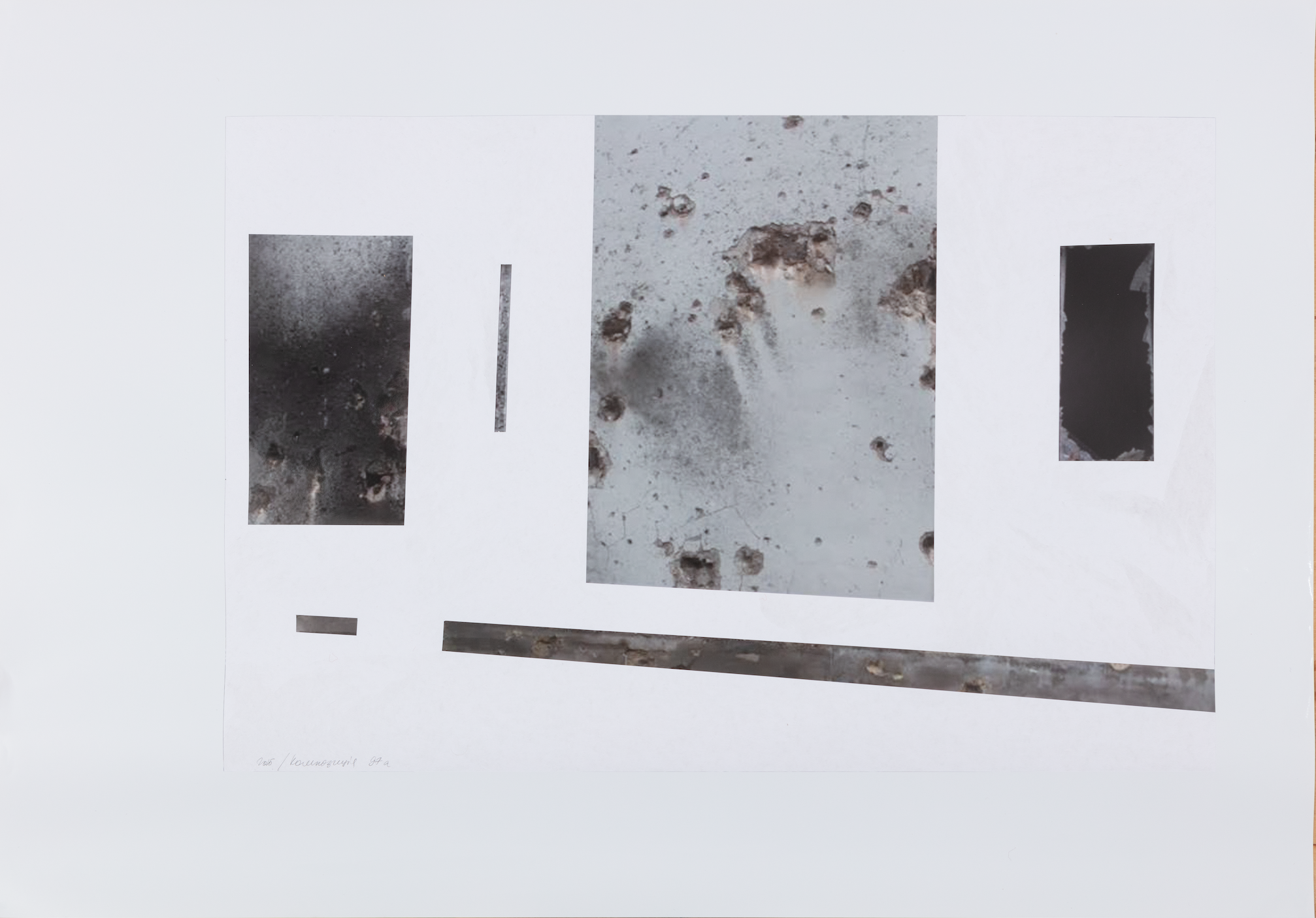 Lada Nakonechna. From the Merge Visible series. 2015–2017. Found footage, photographs with cut-out and drawing. 68 x 88 cm