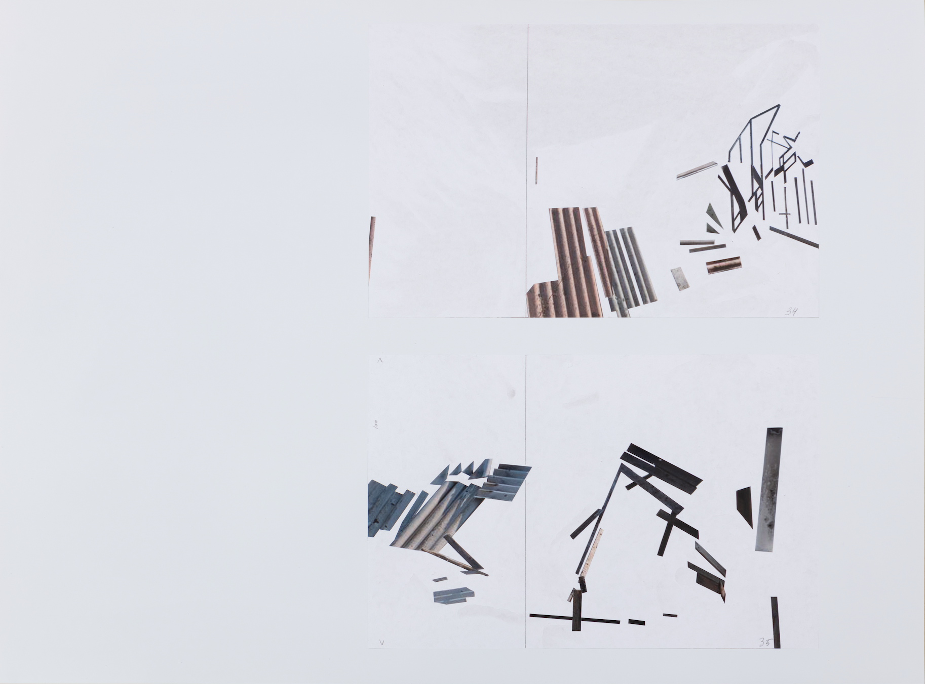 Lada Nakonechna. From the Merge Visible series. 2015–2017. Found footage, photographs with cut-out and drawing. 71 x 53 cm