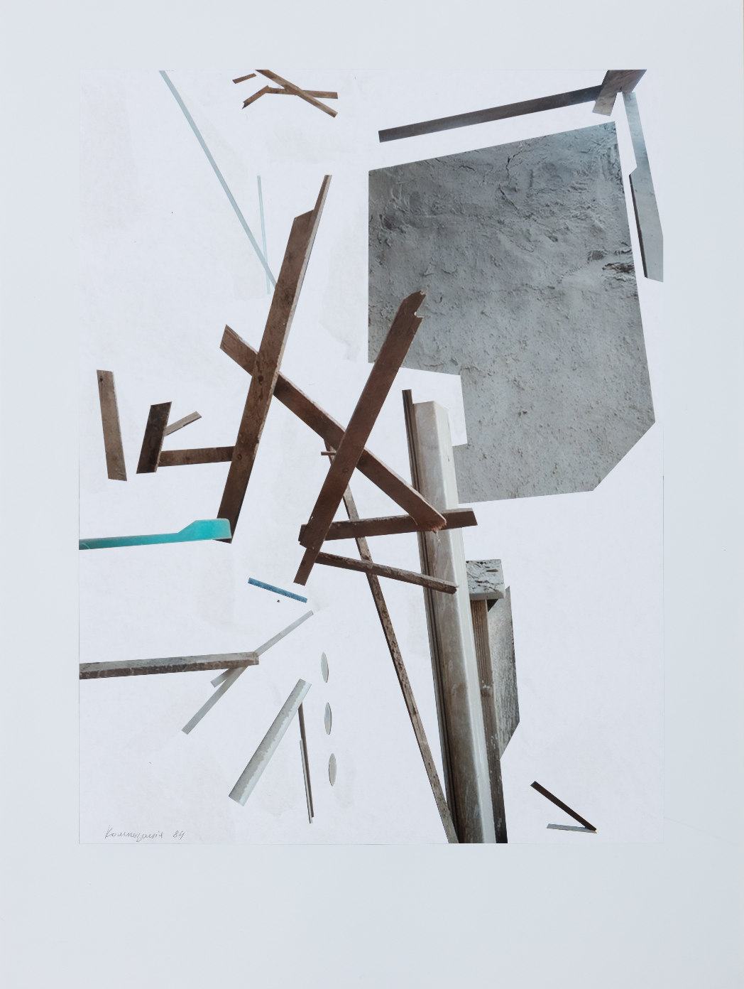 Lada Nakonechna. From the Merge Visible series. 2015–2017. Found footage, photographs with cut-out and drawing. 75 x 55 cm