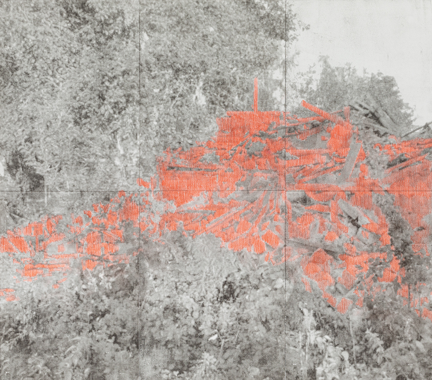 Lada Nakonechna. Capture. 2019. Transfer print, crayon on paper