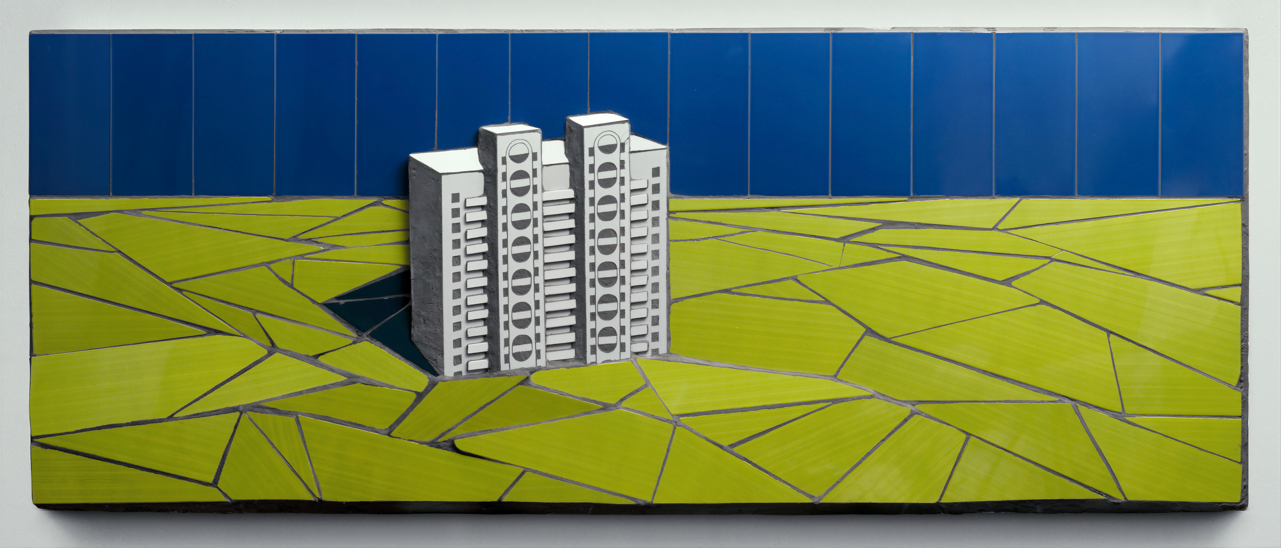Zhanna Kadyrova. Orbit. 2009. Ceramic tile, cement, drywall. 300 × 120 × 8 cm